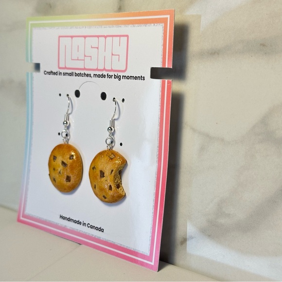 Bitten Chocolate Chunk Cookie - Handmade Earrings - Picture 4 of 7